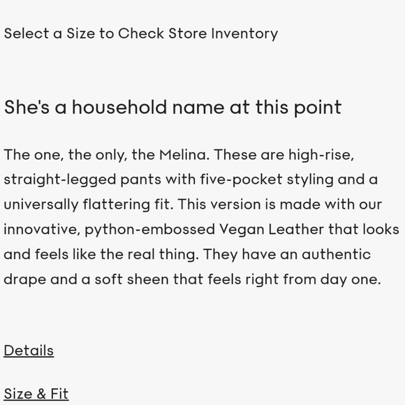 New Aritzia Wilfred The Melina Vegan Leather Pant Black Python - Picture 3 of 11